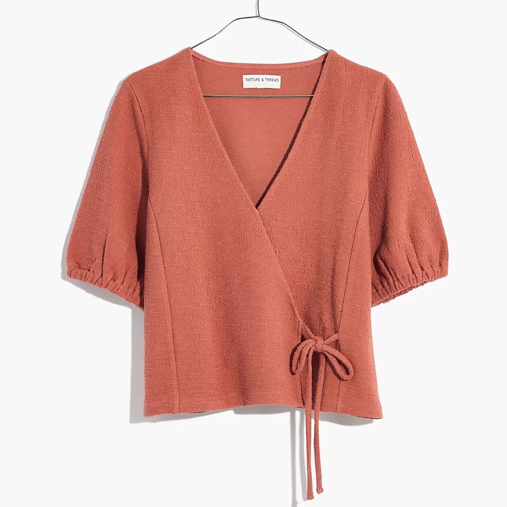 Madewell Texture & Thread Puff-Sleeve Wrap Top